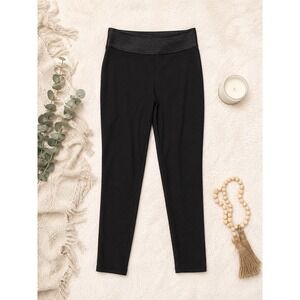 Ann Taylor Black Ponte Knit Leggings Wide Elastic Waistband Slim Leg Pants XS